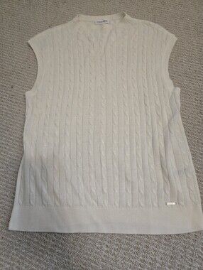 Calvin Klein Cream Cable-Knit Sleeveless Sweater